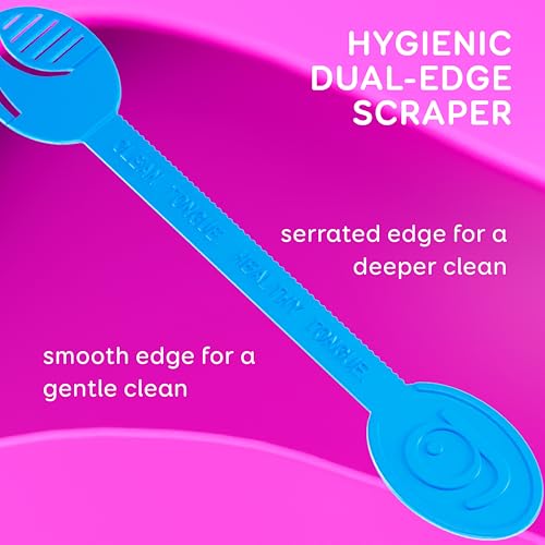 GRIN Tongue Cleaner Strap, 48 Count, Disposable Tongue Cleaner, Hygienic Dual Edge Scraper, Recycled Plastic, Clean Tongue, Healthy Tongue, Promote Fresh Breath, Includes Safe Fold- Back Tooth Pick