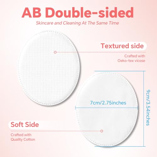 Large Oval Cotton Pads, 80 Count, Multi-Layer, Lint-Free, Dual-Sided, Ultra-Soft Cotton Oval Pads for Makeup Removal, Cleansing, and Toner Application