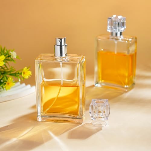 YU FENG Glass Perfume Bottles Empty Spray Refillable Atomizer 2 Pack 100ml/3.4oz£¨Square£©