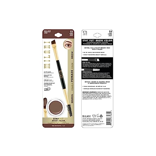 Milani Stay Put Brow Color - Dark Brown (0.09 Ounce) Vegan, Cruelty-Free Eyebrow Color that Fills and Shapes Brows¡¦