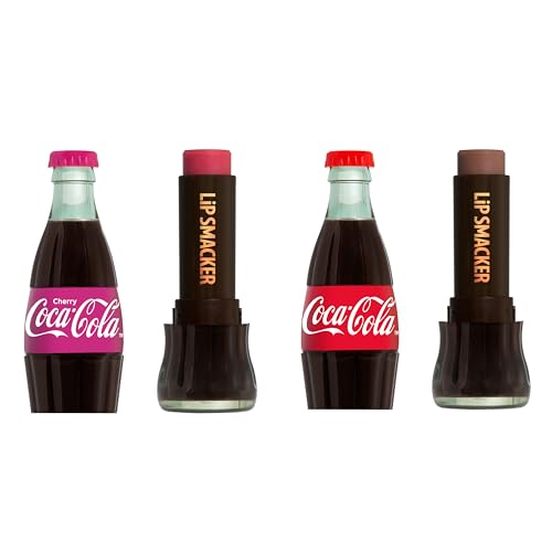 Lip Smacker Coca-Cola Bottle Lip Balm Duo, Moisturizing & Glossy Finish, Featuring Iconic Contour Bottle Design Fun, Collectible Gift for All Ages
