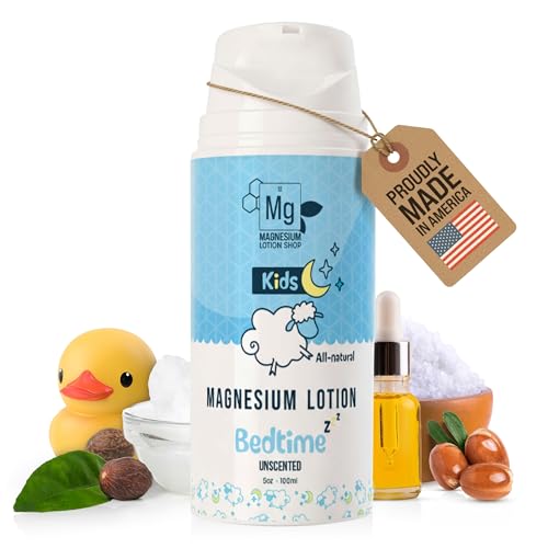 Unscented Magnesium Lotion for Kids | Each 5oz Bottle is Proudly Made in America | 250mg in each Teaspoon | We use Natural Shea Butter in Our Paraben-Free Magnesium Lotion for Sleep