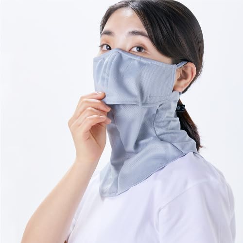 YAKeNU UV CUT MASK UV Sun Protection Mask for Face & Neck, Yake-nu SO-Cool Mermaid, for Women (561 Light Gray)