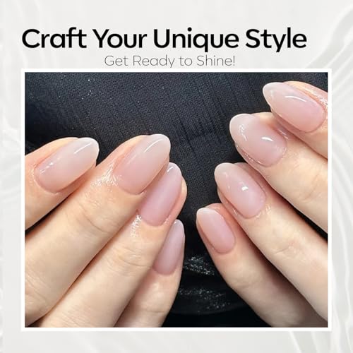 modelones Pink Gel Nail Polish Jelly Sheer Milky White Nude Polish Translucent Soak off LED Nail Gel DIY Manicure Soap Nails Clear Nail Polish Gift for Girls Women 15 ML