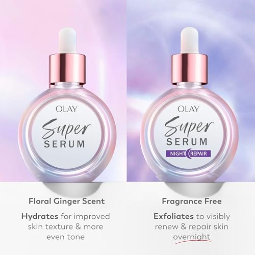 Olay Super Serum Night Repair, Fragrance-Free - Niacinamide, Peptide, Salicylic & Lactic Acid, Glycerin ?- 5-in-1 Skin Care Benefits - Hydrating, Evens Tone, Reduces Dark Spots, Anti-Aging, 1.7 Oz