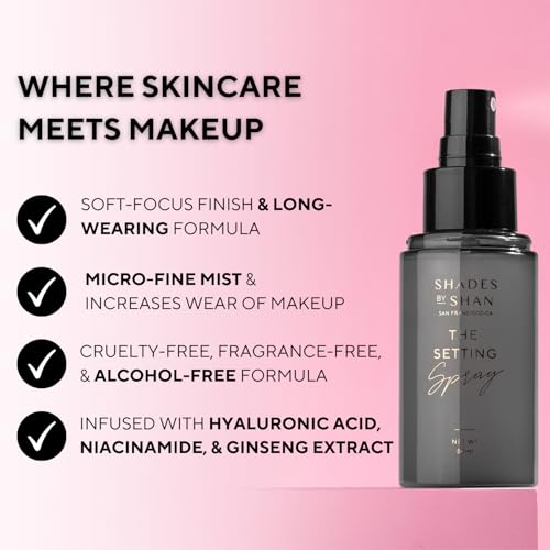 Shades by Shan Setting Spray, Alcohol-Free, Long-Wearing, Vegan, Soft-Focus Finish (Full Size)