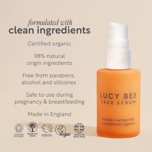 Hydrating Makeup Primer with Vitamin C, Certified Organic Face Serum for Glowing Skin, Dermatologist Approved for Sensitive Skin, Vitamin E & Rosehip Oil, Vegan & Cruelty-Free 1.01 fl oz.