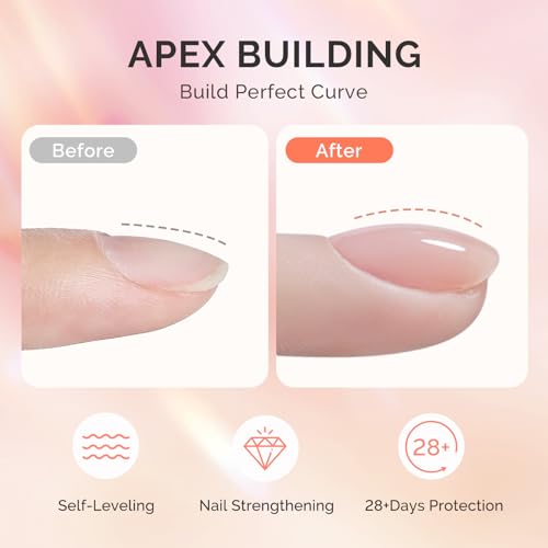 MelodySusie 2PCS 15ML Clear Builder Nail Base Gel for Nails Thickening,Soak Off UV Extension Gel,Rhinestone Nail Glue in a Bottle for Nail Art Design Gift for Women