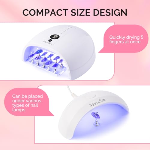 MelodySusie Nail Stand for Press Ons, Big Transparent Acrylic Magnetic Base for Painting Display with Brush Holder and 100 Pcs Reusable Double-Sided Tape for Home DIY Salon Supplies
