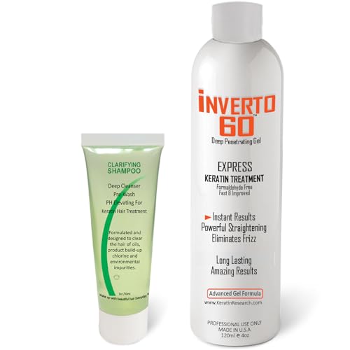 INVERTO 60 Advanced Gel Complex Brazilian Keratin Hair Blowout Treatment Formaldehyde Free Straightening Smoothing and Repairing Damaged Hair Keratin Research (Average Hair-120ml)