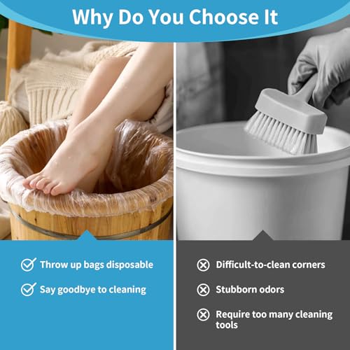REQEHO 25PCS Pedicure Liners Disposable - Plastic Footsie Footbath Foot Soak Bath Spa Pedicure Bowl Liners Disposable Covers Bags for Feet Basin Soaking Bucket Tub Productos Para Pedicura Spa Supplies