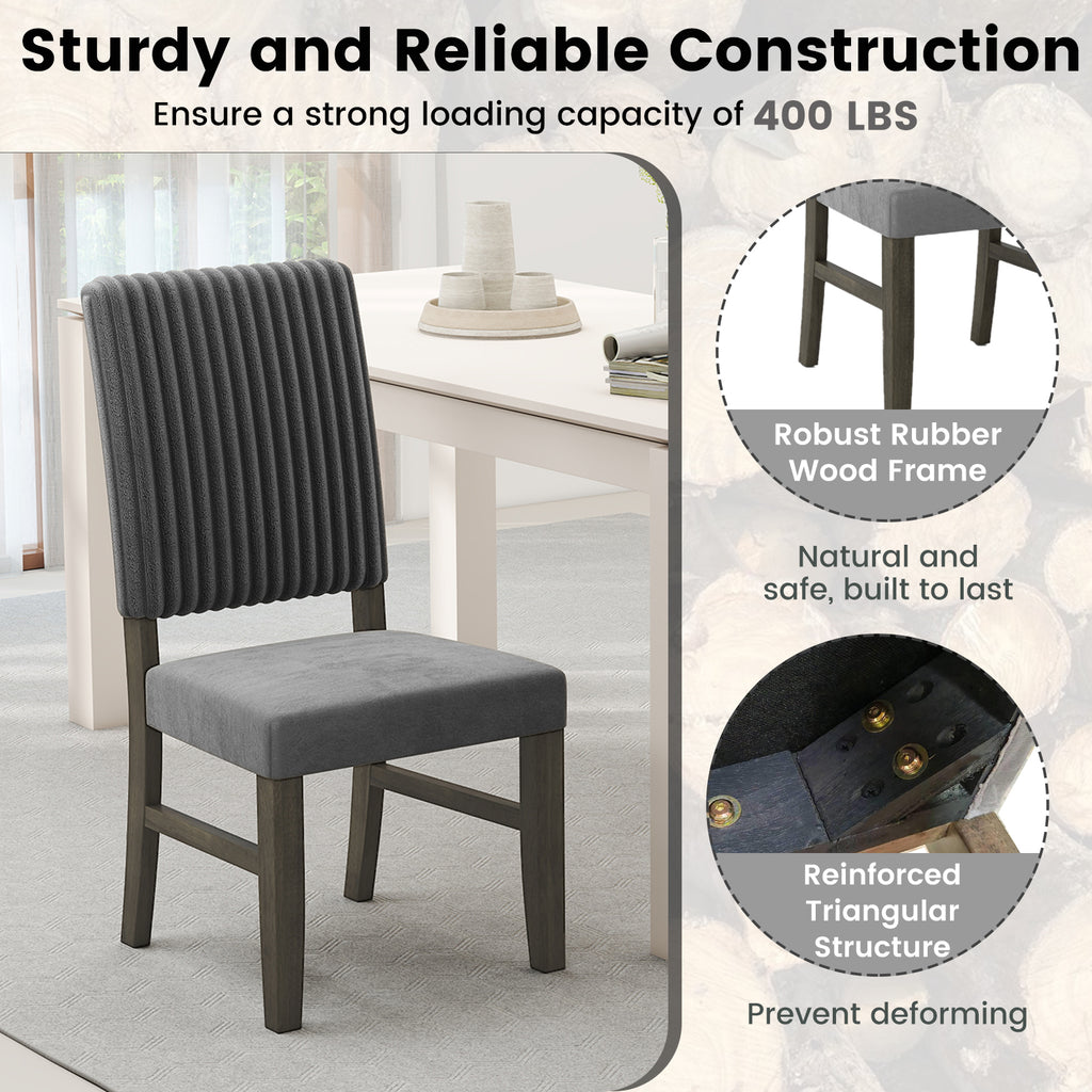 Dining Chair Set of 2 Mid-Century Modern Velvet Upholstered - Gray