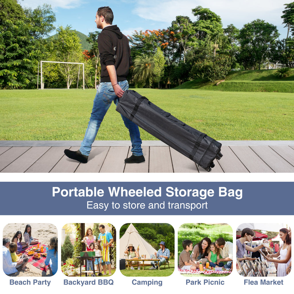 Pop up Canopy Tent wiht 4 Sidewalls Mesh Netting Wheeled Bag