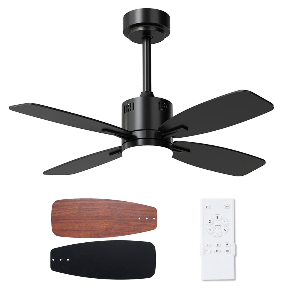 Costway 52-Inch Flush Mount Ceiling Fan with LED Light - Style 3 Black