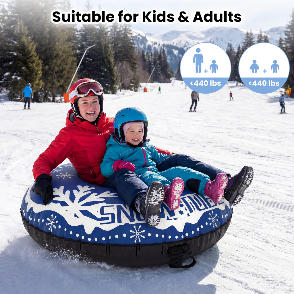 42-Inch Heavy-Duty Inflatable Snow Tube with Detachable Tow Strap - Blue