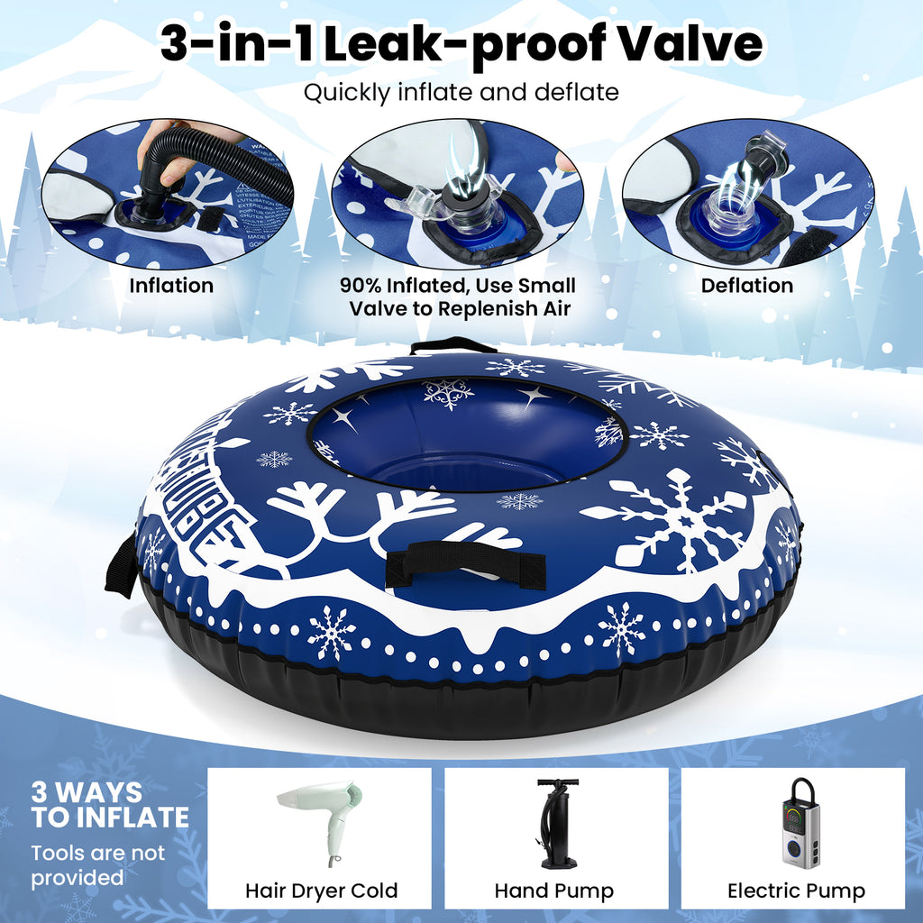 42-Inch Heavy-Duty Inflatable Snow Tube with Detachable Tow Strap - Blue