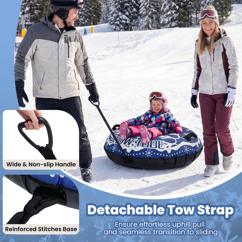 42-Inch Heavy-Duty Inflatable Snow Tube with Detachable Tow Strap - Blue