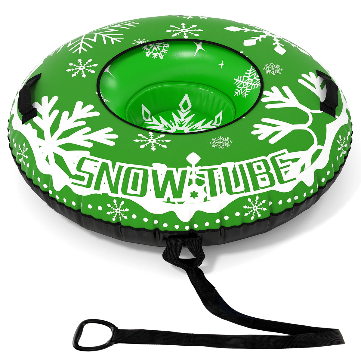 42-Inch Heavy-Duty Inflatable Snow Tube with Detachable Tow Strap - Green