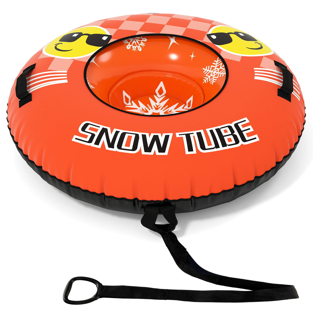 42-Inch Heavy-Duty Inflatable Snow Tube with Detachable Tow Strap - Orange