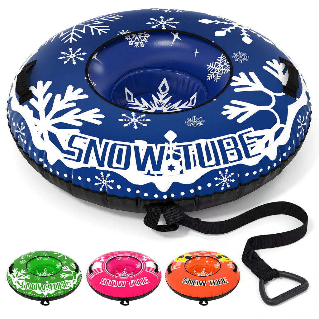 42-Inch Heavy-Duty Inflatable Snow Tube with Detachable Tow Strap - Blue