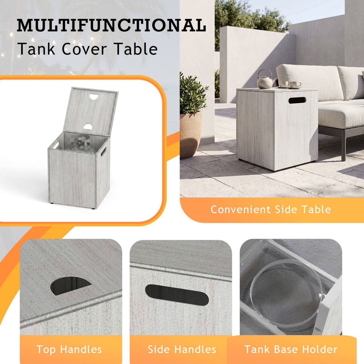 42 Inch Outdoor Rectangular Fire Table 50,000 BTU with Tank Holder