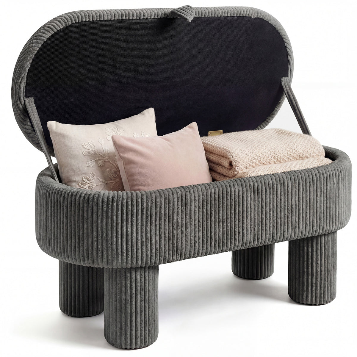 42 Inch Storage Ottoman Bench Corduroy - Gray