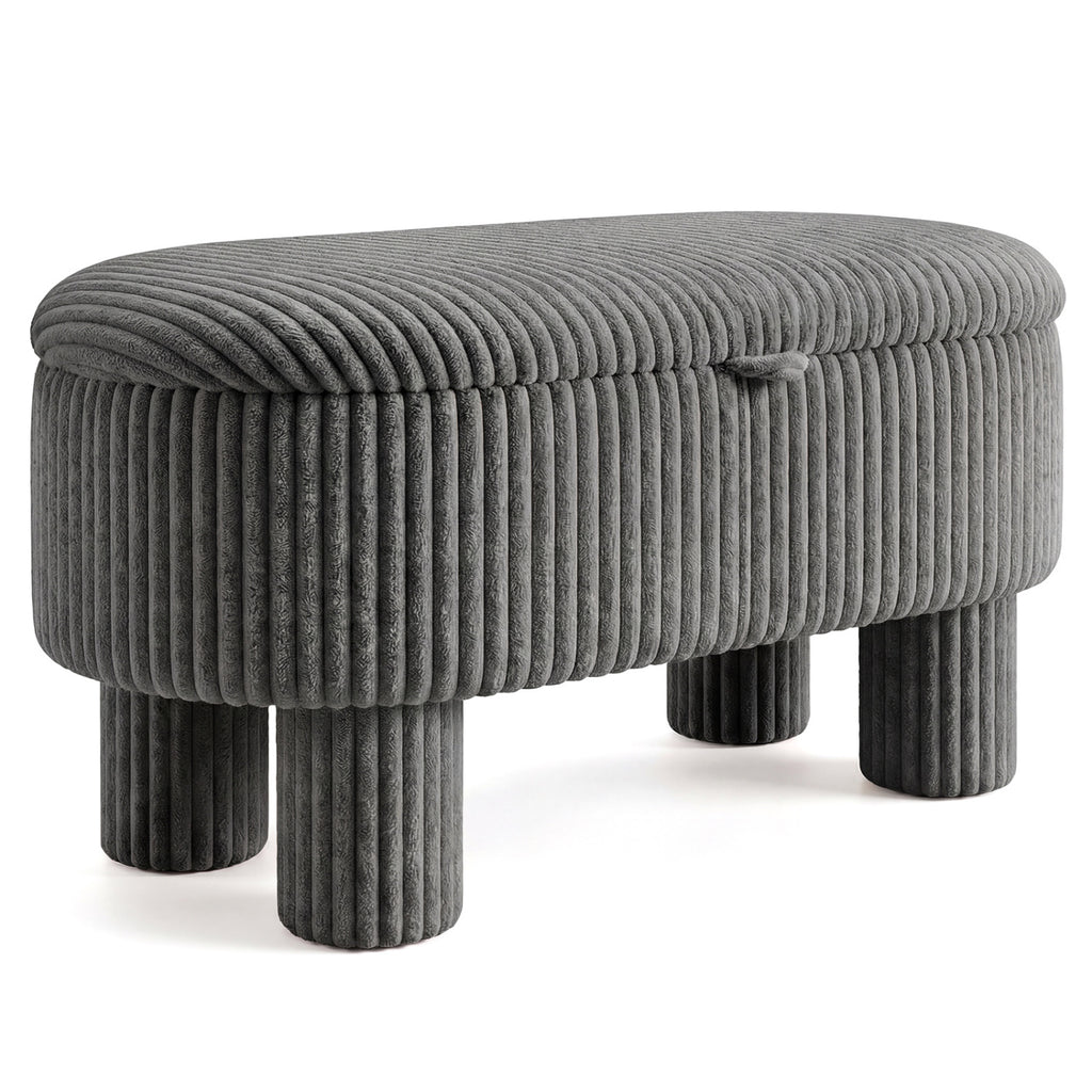 42 Inch Storage Ottoman Bench Corduroy - Gray