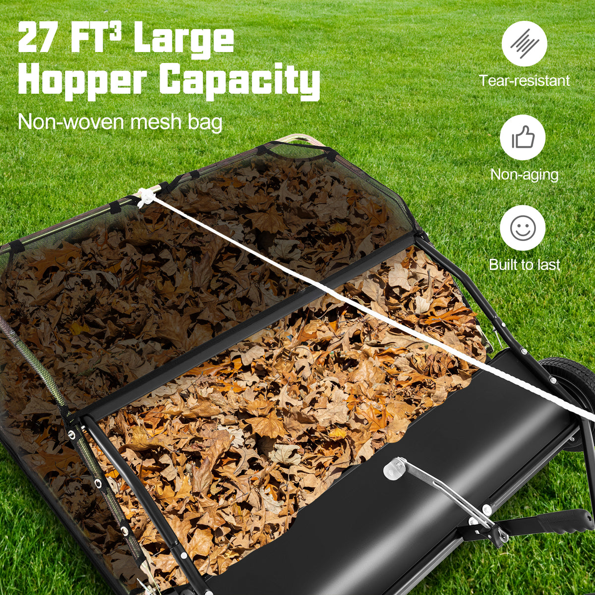 42/48 Inch Tow-Behind Lawn Sweeper with 26/27 Cu.FT Hopper Bag