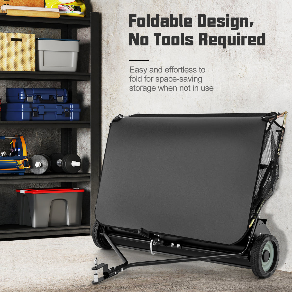 42/48 Inch Tow-Behind Lawn Sweeper with 26/27 Cu.FT Hopper Bag