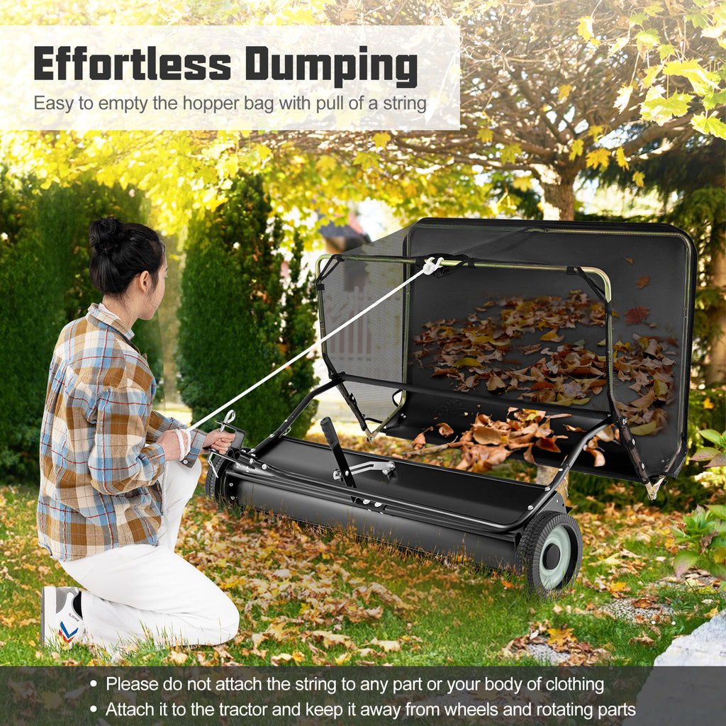 42/48 Inch Tow-Behind Lawn Sweeper with 26/27 Cu.FT Hopper Bag