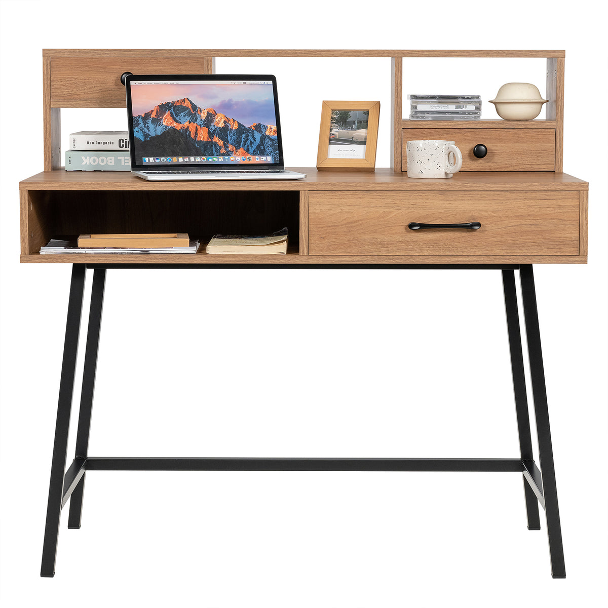 42-Inch Vanity Desk with Shelf and Drawers, Natural