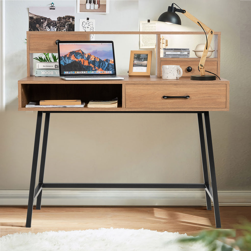 42-Inch Vanity Desk with Shelf and Drawers, Natural