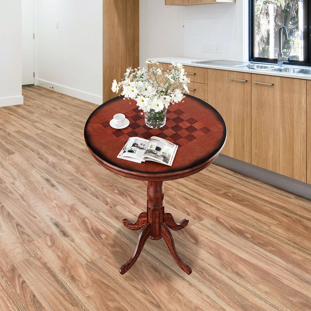 42 Inch Wooden Round Pub Table with Chessboard