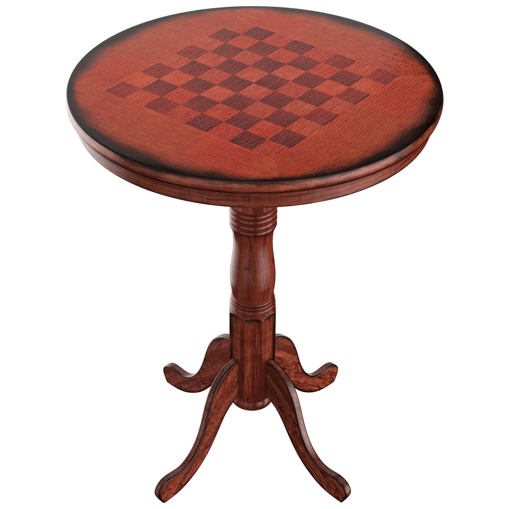 42 Inch Wooden Round Pub Table with Chessboard