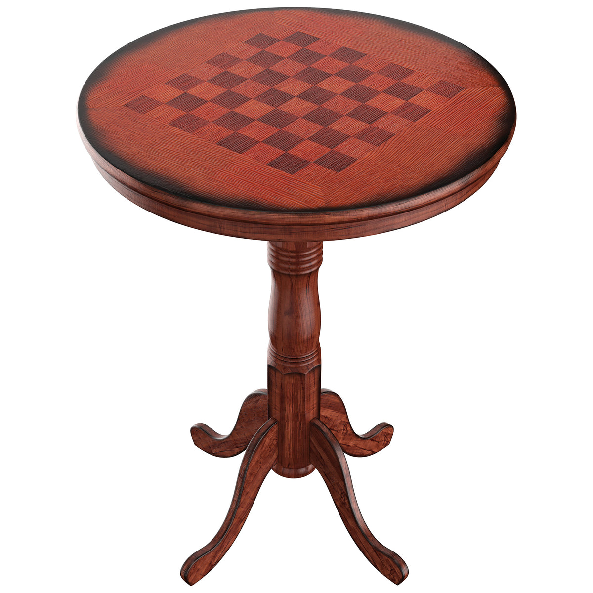 42 Inch Wooden Round Pub Table with Chessboard