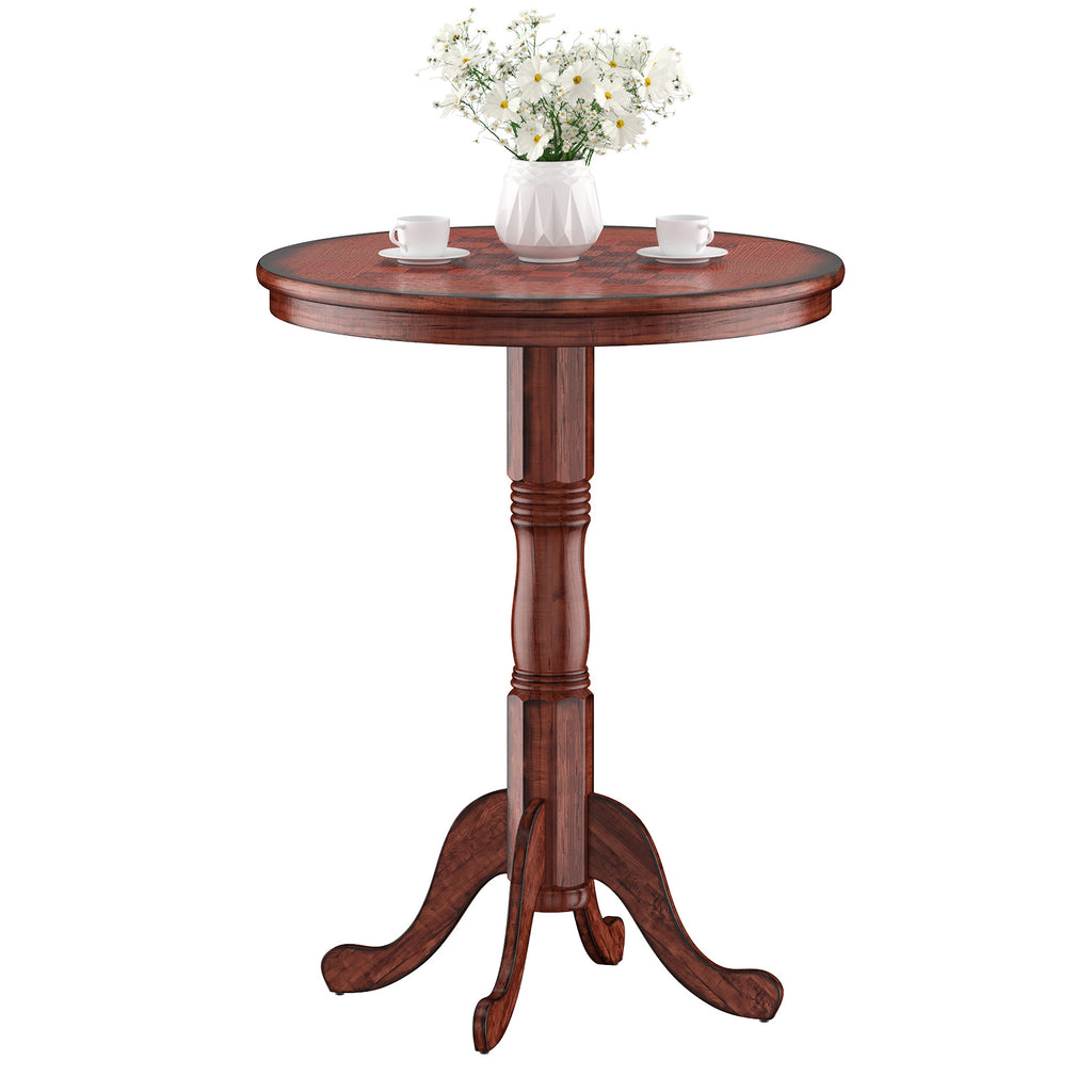 42 Inch Wooden Round Pub Table with Chessboard
