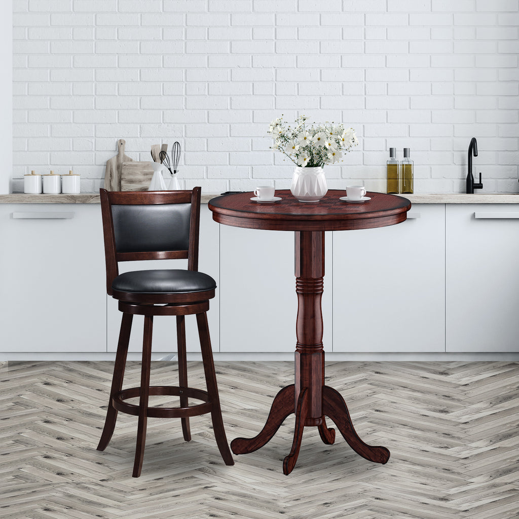 42 Inch Wooden Round Pub Table with Chessboard