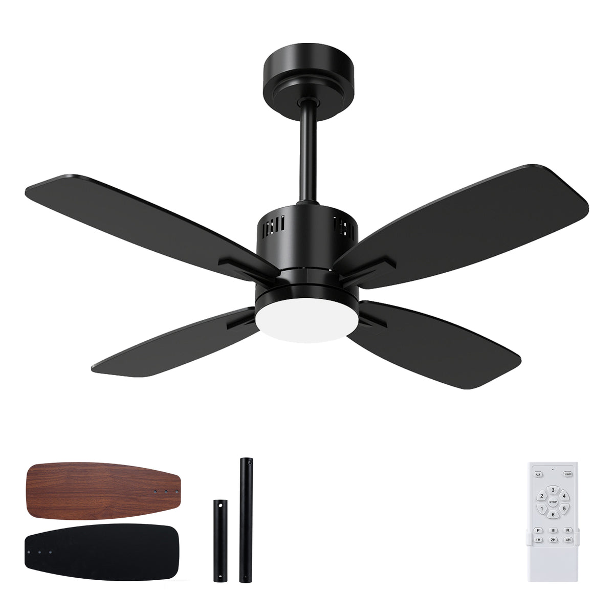 42-Inch Ceiling Fan with Light and Remote Control - Black, 3CCT LED, 6 Speeds, Timer, Memory, Reversible Motor, Quiet Operation