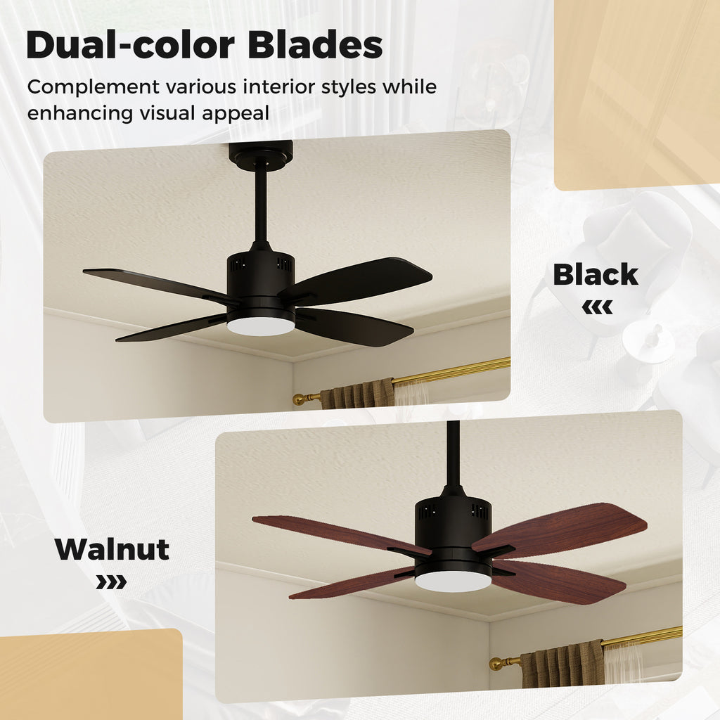42-Inch Ceiling Fan with Light and Remote Control - Black, 3CCT LED, 6 Speeds, Timer, Memory, Reversible Motor, Quiet Operation