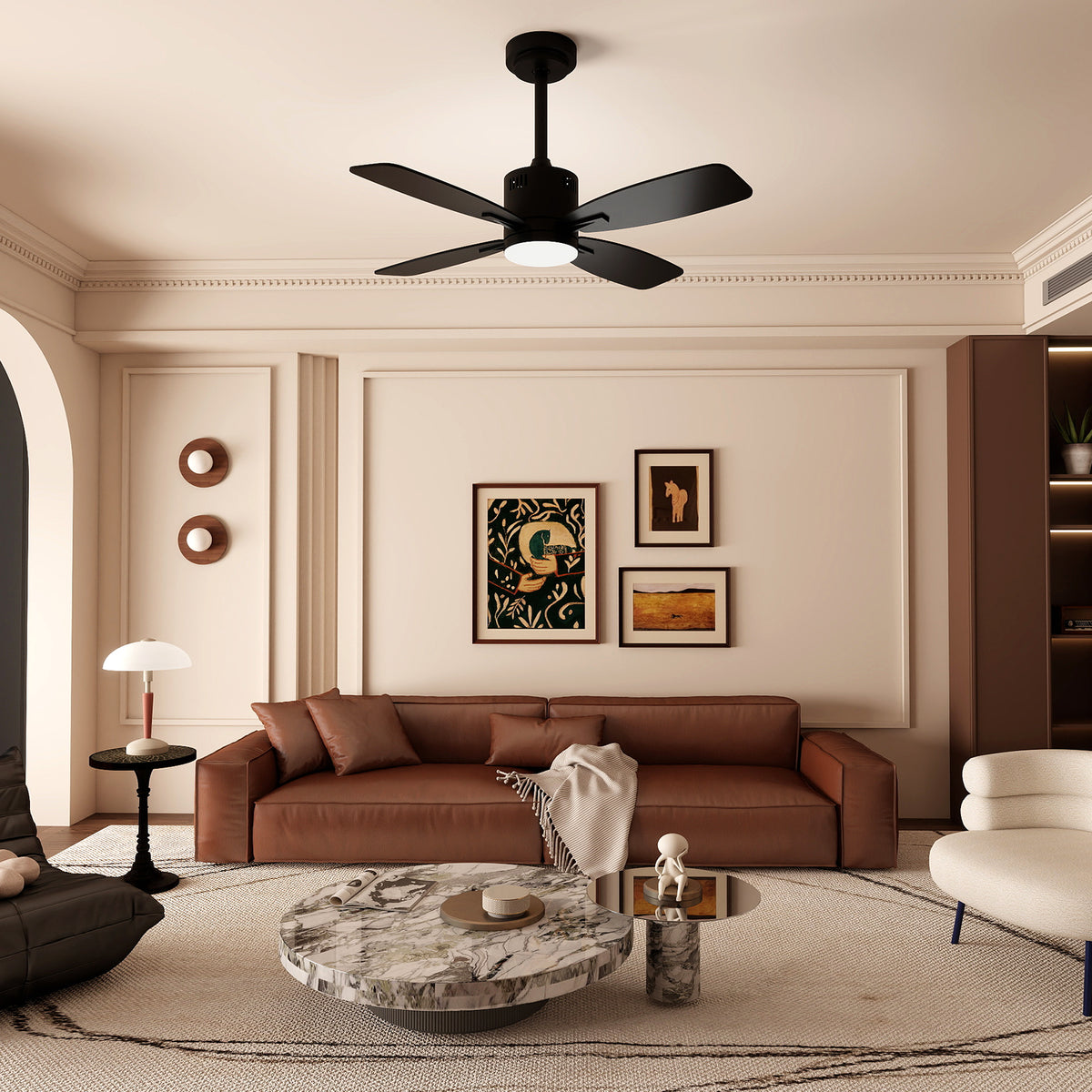 42-Inch Ceiling Fan with Light and Remote Control - Black, 3CCT LED, 6 Speeds, Timer, Memory, Reversible Motor, Quiet Operation