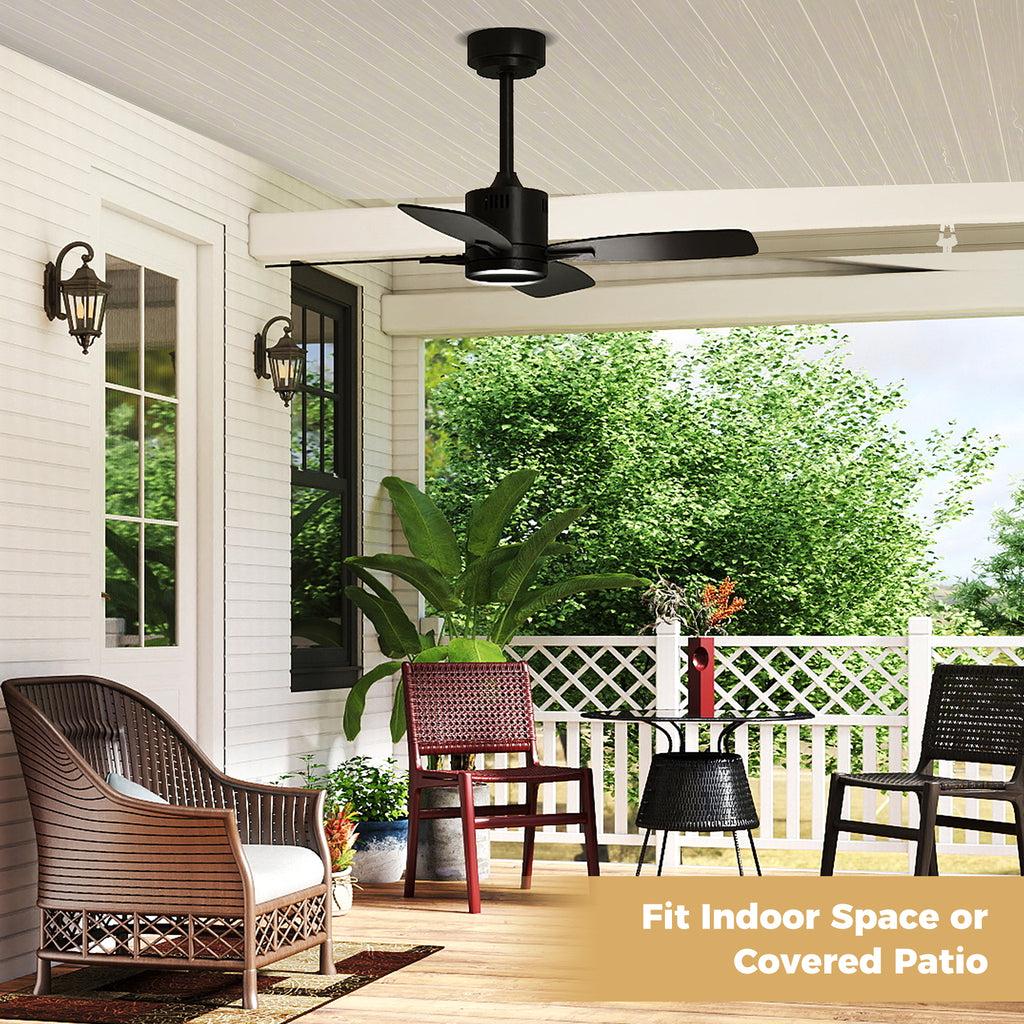 42-Inch Ceiling Fan with Light and Remote Control - Black, 3CCT LED, 6 Speeds, Timer, Memory, Reversible Motor, Quiet Operation