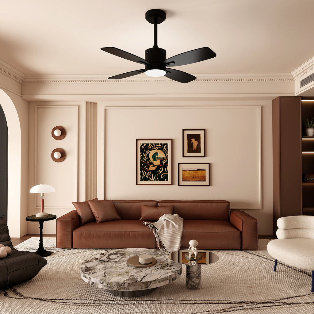 42-Inch Ceiling Fan with Light and Remote Control - Black, 3CCT LED, 6 Speeds, Timer, Memory, Reversible Motor, Quiet Operation