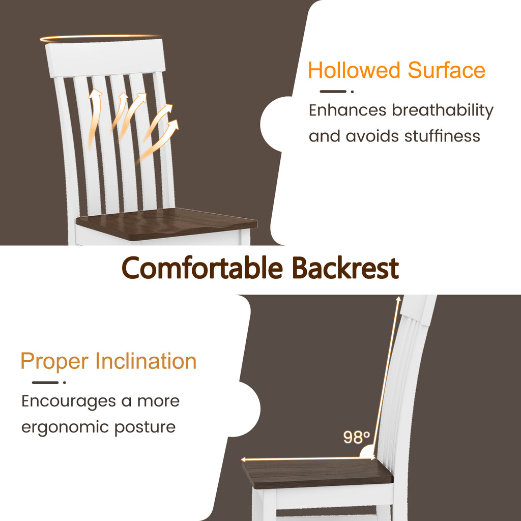Set of 2 Armless Dining Chairs, High Backrest, White Farmhouse