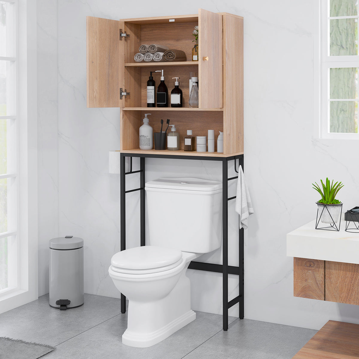Over The Toilet Storage Cabinet 2 Door - Natural