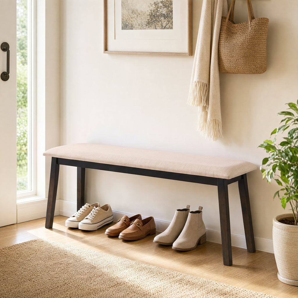 43.5 Inch Upholstered Entryway Bench - Gray