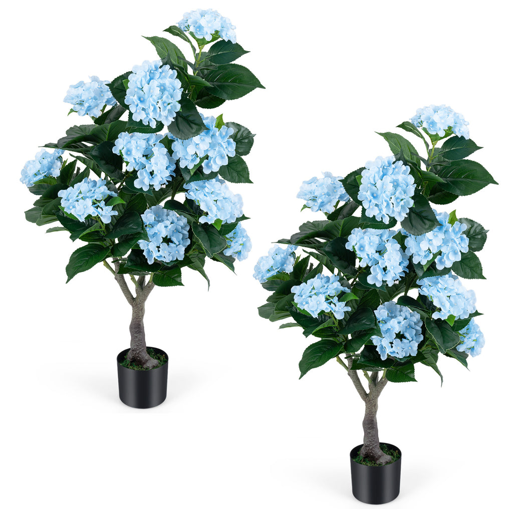 Pink Artificial Hydrangea Tree 43.5-Inch 2 Pack - Lifelike Faux Flower Decor