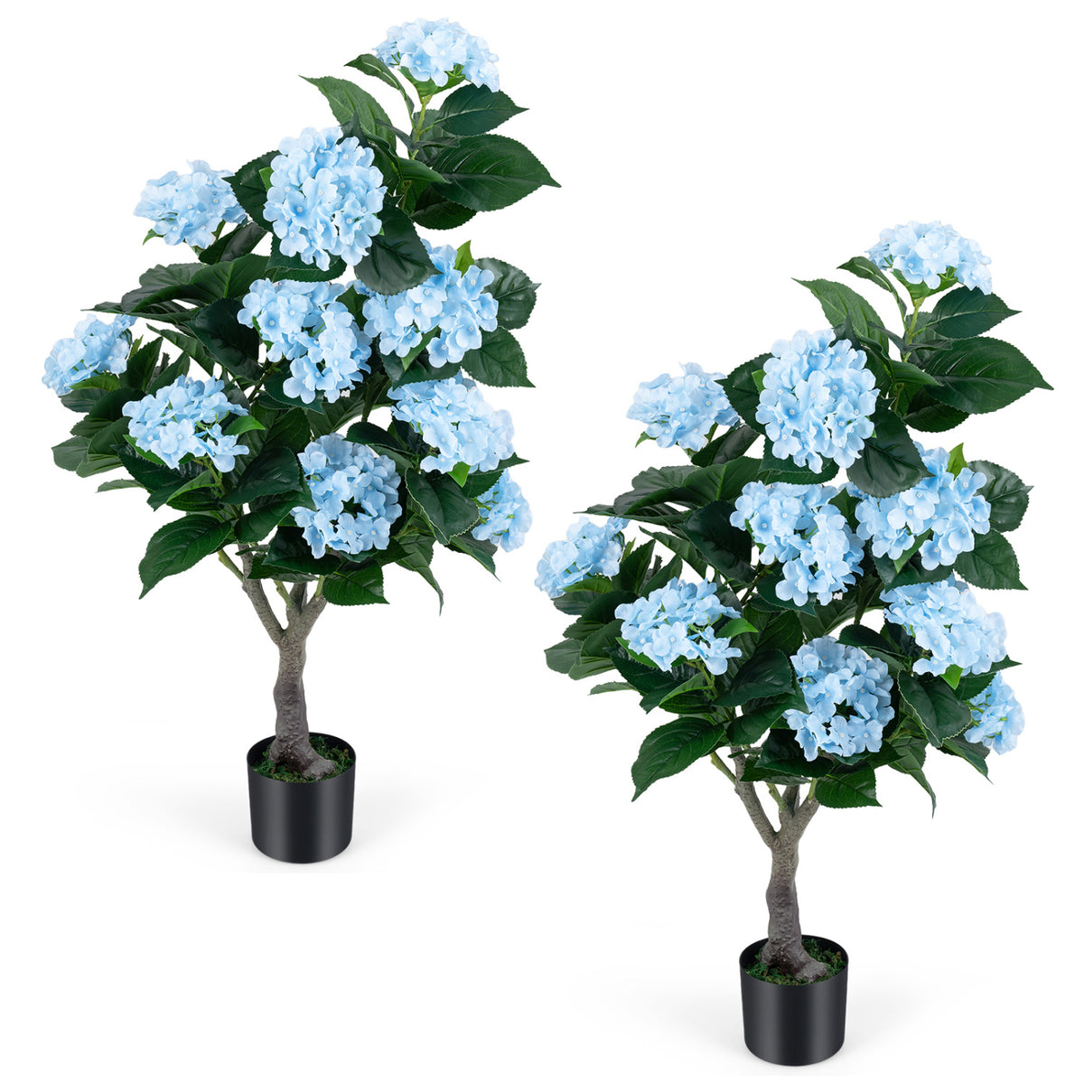 Pink Artificial Hydrangea Tree 43.5-Inch 2 Pack - Lifelike Faux Flower Decor
