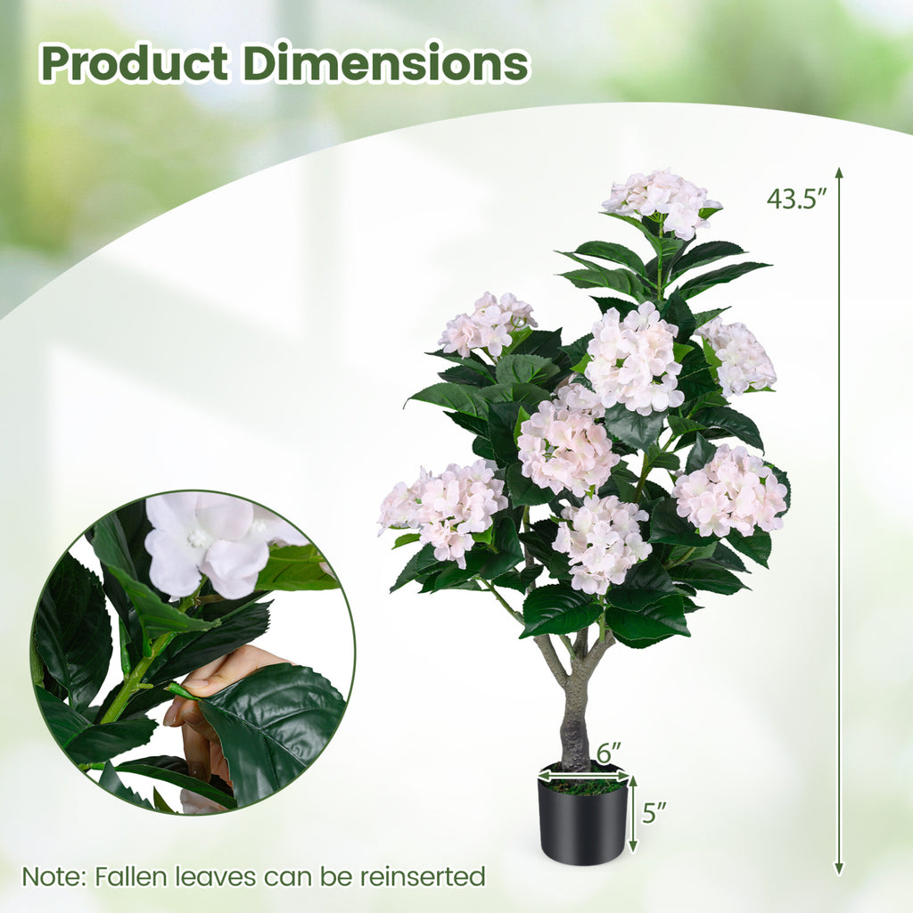 Pink Artificial Hydrangea Tree 43.5-Inch 2 Pack - Lifelike Faux Flower Decor