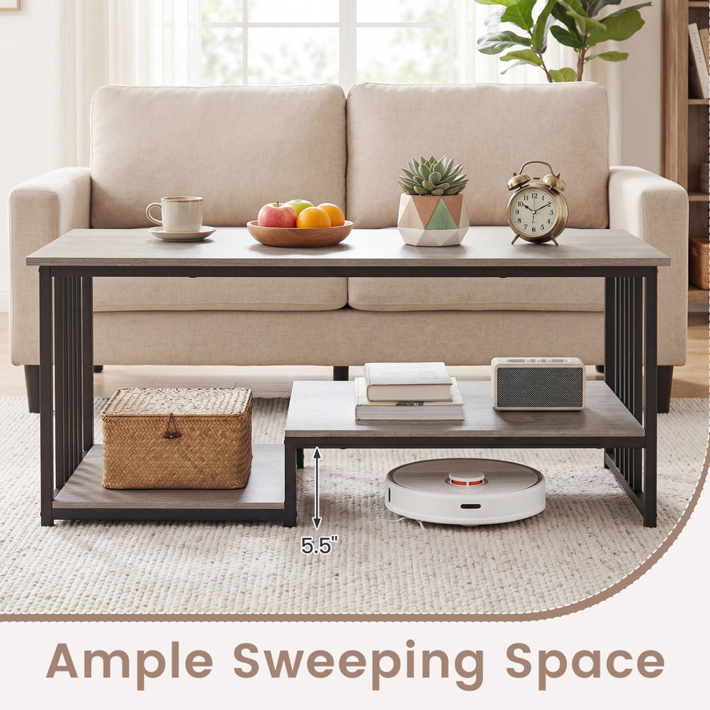 43.5" Coffee Table 2-Tier with Storage Shelf - Oak