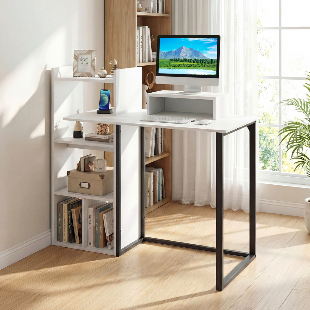 43.5" Computer Desk with Charging Station and Ergonomic Monitor Stand